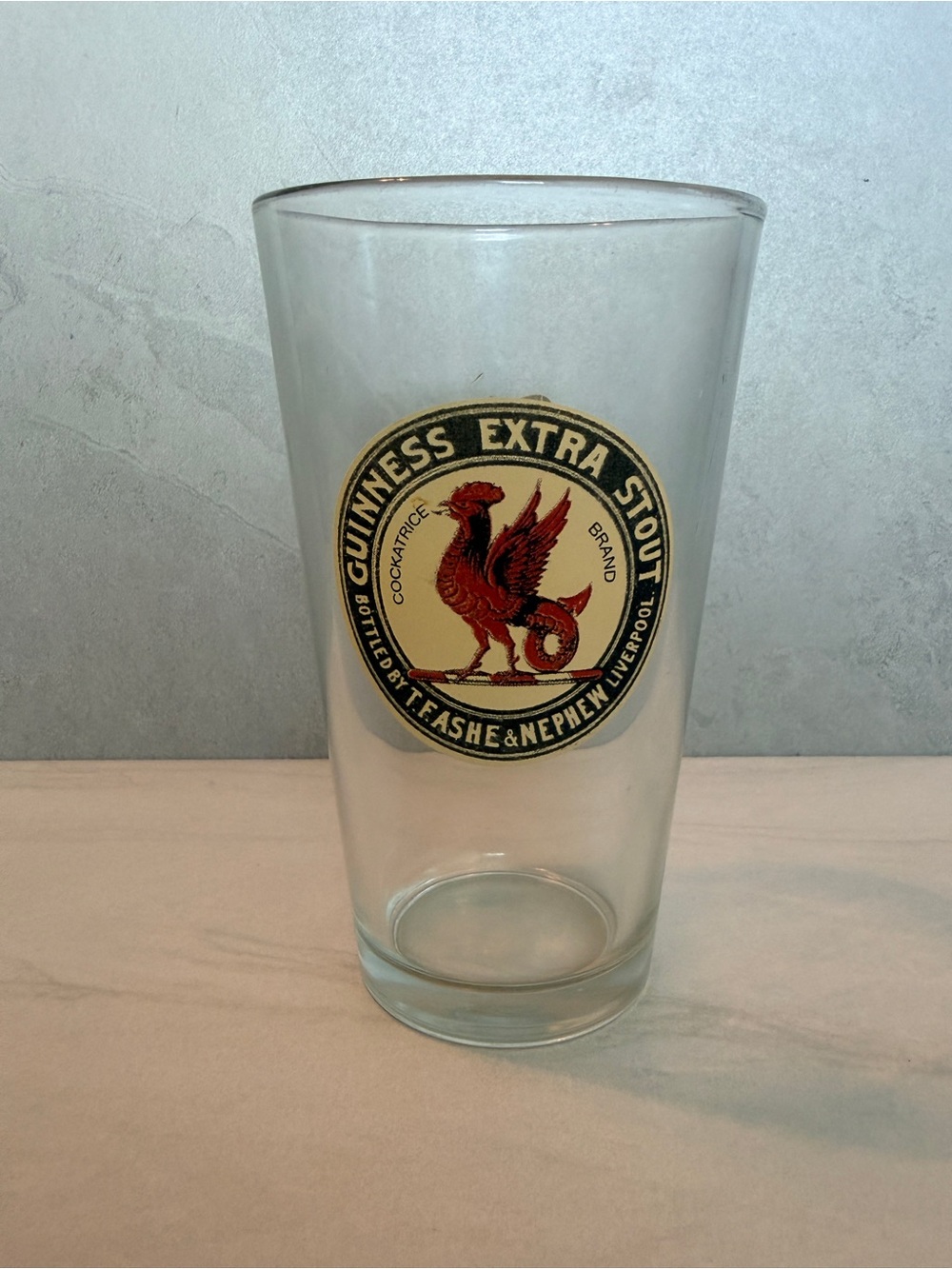 Guinness Extra Stout Pint Beer Glass T.F. Ashe & Nephew Red Rooster Cockatrice